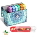 FINPAC Weekly Pill Organizer 4 Kali sehari, Slide Open PU Leather Case Pill Pill Reminn Vitamin Medicine dan Planner with Name Card for Morning 124; Afternoon 124; Evening 124; Bedtime (Emerald Illusions)