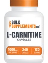 BulkSuplements.com L- Carnitine 1000mg Capsules - Carnitine Suplemen, Amino Acid - Gluten Bebas, 2 Capsules per Serving (1000mg), 240 Cacah (Paket 1)
