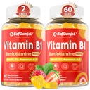 Vitamin B1 Gummies 124; Benfotiamine 500mg dengan Vitamin B6 B9 B12 & Magnesium for Nerve Health, Energy & Metabolisme Dukung 124; Sugar Free, Non GMO, Vegan, 120 Counts