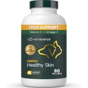 VetriScience Omega Healthy Skin Capsules, Omega 3.6.9 Tambahan Minyak Ikan untuk Dogs and Cats, Skin Health, Coat Growth, Reduce Shedding, Lebih dari 750 mg Omega Fatty Acids per Capsule, Tel Caps, 90 Count