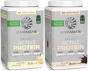 Sunwarrior Chocolate & Vanilla Powder Organik Aktif Set 126; Bundle & Save 124; Vegan Protein Powder 126; Non-GMO Soy Dairten Free (20 Servilla, 20 Pelayan Coklat)