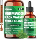 Satoomi 7in1 Wormwood Liquid Drops with Black Walnut, Whole Cloves, Berine, Milk Thistle, Bitter Melon and Turmeric - 60ml for 60 days