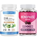 Menopause Dukungan Gummies Plus 200mg DiM Tambahan untuk Enhanced Estrogen Balance for Women 124; Vegetarian Gluten Free Hormone keseimbangan Gummies (30 Pelayan) & Diindolylmetana Capsules (120 Pelayan)