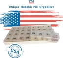 Unique XL Monthly Pill Organizer dengan 31 kompartemen, 1 per hari, 4 Minggu Penuh Bulan 31 Organisasi pil KB, termasuk Tray dan 8 Kompartemen Tersisa Besar