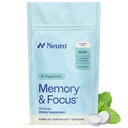 Neuro Memory & Focus Gum - Nootropic Gum dengan Vitamin B12, Vitamin B6, L-Theanine & Ginseng Ekstraksi - Pendukung Otak Alam - Vegan, Caffeine & Sugar - Peppermint, 90 ct