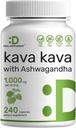 Tambahan Kava Kava Suplemen 750mg Per Serving, 240 Kapsul, 4 Bulan Supply - Kava Kava Root Extract dengan Ashwagandha Root Pounder - Non-GMO
