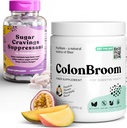 ColonBroom Psyllium Husk Powder Sugar Craving Supresan - Chromium Picolinate 200mcg, 2 Items - Colon Cleanser Fiber Suplement (50 Pelayan) + Sugar Craving Suppresan (60 Pelayan)