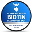 Biotin Beard Balm for Men & conditioning Beard Wax - Dibuat dengan Castor Oil Natural and Organic Ingregents - Hydrates & Thickens Factual Growth - 2 Ounce Tin