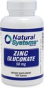 Sistem Natural Zinc Gluconate 50 mg - Mendukung Sistem Kekebasan Anda - Membantu Tulang dan Kekuatan Otot - Penentuan Elemental untuk Diet Anda - Suplemen Nuklir Besar