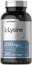 Horbäach L-Lysine Tambahan 2000mg 124; 240 Caplets 124; Formulir Bebas L- Lysine Hydrochloride 124; Vegetarian, Non-GMO, Gluten Free
