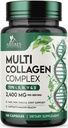 Suplemen Multi Collagen Suplemen 2400 mg - Tipe Hidrolyzed I, II, III, V & X Multi Collagen Pills Complex, Collagen Peptides Suplemen, Rambut, Skin, Nail, & Joint Support Suplemen, NN-GMO - 120 Capsules