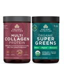 Nutrition kuno Multi Collagen Protein Powder, Unflashored, 24 Servings + Supergreens Powder, Greens Flavor, 25 Servis