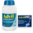 Advil Liqui- Gels Pain Reliever and Fever Reducer, Pain Medicine for Adults with Ibuprofen 200mg for Headache, Bacache, Menstrual Pain and Joint Pain Relief - 200 Capsules, Advil PM ibuprofen - 2 Ct