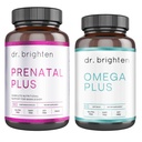 Dr Brighten Prenatal Plus dan Omega Plus Bundle untuk Hamil atau Nursing Ibu, Non- GMO, Gluten No Soy