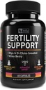 Support Vela Fertility Suppport 12.4; + Myo & Dro Inositol + Vitex Berry 124; Reproduktif Dukungan, Hormonal & Ovaran Dukungan Kompleks 124; 60 Capsules 124; 3rd Party Tested, Non-GMO