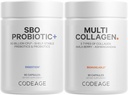 Kodeage Multi Collagen Protein Capsules 5 Types, Ashwagandha Withania Somnifera & Organic Amla Berry + SBO Probiotic Blend 50 Milyar CFU Bundle, Lacleillus Plantarum, Bacillus Subtilis, Non-GMO