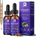 2 Pack Elderberry Syrup, Black Elderberry Drops with Quercetin, Panax Ginseng, Vitamin C dan Zinc, Sambucus Elderberry Syrup Liquid for Imune Dupport, Vegan, Non-GMO & Gluten Free