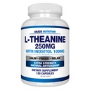 nutrition Arazo L- Theanine 250mg (Ekstra Kekuatan) dengan Inositol 100mg, 120 Capsules Vegetarian