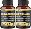 2 Packs 60 Kapsul - 8050mg Ashwagandha Extraction - 7in1 dengan Fenugreek, Maca, Turmeric, Rhodiola, Ginger & Black Pepper - Roh, Immune & Energy Dukungan - 4 Bulan Supppply