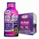 Vitamin Energy Immune + Extra Energy Shot Grape 24 Pack, 260mg Natural Caffeine, B-Vitamin, Citicoline, Green Tea, Imunity & Community Dukungan, Zero Sugar, Gluteng-Free 1.93 fl oz