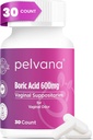 Suplai Acitat Pelvana Boric untuk Perempuan 30 Count - untuk Vaginal Odor & Freshness, Feminine Hygiene & Wellness - Third Party Lab Verified & Bottoms in the USA