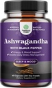 Akar Akar Ashwagandha 60 Kapsul - Ashwagandha dengan Black Pepper Extract Powder untuk Tenang, Beri tepuk tangan & Imune Dukungan untuk Perempuan & Pria - Organik Whitania Somnifera Root Suplemen