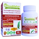 Premium Ashwagandha Capsules dengan Black Pepper yang kuat 5% Wtanoldes dari Ashwaganda Powder & 20: 1 Ekstrak 90 ct.