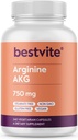 BestVITE Arginine AKG 750mg (240 Vegetarian Capsules) - Tidak ada Stearat - Vegan - Non GMO - Gluten Bebas
