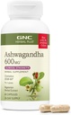 GNC Herbal Plus Ashwagandha 600mg Suplemen, Clinical Strength, Vegetarian, Stress Relief Dukungan, 30 Hamba