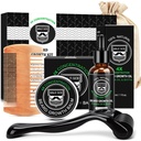 MALE GOD Growth Kit, Beard Kit W / Beard Growth Oil, Beard Balm, Beard Comb, Massager for Spot / Patchy Beard, Hadiah Natal untuk Pria Nya Suami