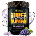 ALPHA LION Superhuman Extreme High Stim Pre Workout Powder, Beta Alanine, L-Taurine & 356mg Tri- Source Caffeine for Substained Energy, Nitric Oxide & Citrulline for Pompa (21 Pelayan, Grape Flavor)