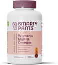 SmartyPants 's Multivitamin Gummies: Omega 3 Fish Oil (EPA / DHA), Methylfolat, CoQ10, Vitamin D3, C, Vitamin B12, B6, A, K & Zinc, Inositol, Gluten Free, 120 Count (20 Hari Supply)