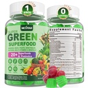 Super Greens Gummies, Greens Superfood Powder Alternative w / Spirulina, Chlorella, Prebiotic Fiber, Probiotic, Fruit Veggie, Daily Greens Vegetable for Digetical Health, kekebalan, Fokus, 60 Cts