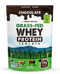 Opportuniteas Grass Fed Chocolate Whey Protein Isolate Powder - 20g Protein Powder Without Articial Sweeteners, Hormone- Free Cows, Non GMO - 5lb