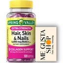 Ekstra Rambut Kekuatan, Skin & Nails Diet Lembah Spring Suplemen, Biotin, Collagen, Gelatin 120 ct Sertakan Pill Organizer