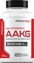 Piping Rock AAKG Suplemen 124; 120 Caplets 12.4; 3600 mg 124; Arginine Alpha- Ketoglutate Suplement Attate 124; Nitric Oxide Enhancer 124; Max Energy 124; Vegetarian, Non-GMO, Gluten Bebas