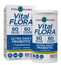 Planet Vital - Vital Flora Ultra Daily Probiotic 60 Billion CFU, 60 Diverse Strains, 7 Organic Pregities, Hammune Dukung, Digetical Health Shelf Program Stable for Women and Men 60 Capsules