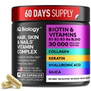 Biotin untuk Pertumbuhan Rambut & Pria dengan Kertin, Kolagen Kompleks Collagen 30000 mcg - Capsules for Hair Looss & Stronger Thickness
