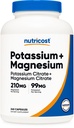 Kalium Nutricloses (99 mg) Magnesium (210 mg) Citrate, 240 Capsules - Non-GMO, Gluten Free