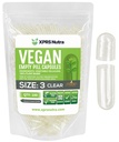 XPRS Nutra Ukuran 3 Kapsul Kosong - 100 Cacah Capsules Vegan Kosong - Colls Vegetarian - DIY Kasule Filling - Veggie Pill Caps