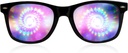 GloFX Black Frame Spiral Diffraction Glasses - Laser Edled for Hypnotic Spiral Light Effects, Flexible & Durable for Raves & volections