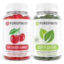 Tart PUREFINITY Cherry dan Super Hijau Gummies Bundle (Uric Acid Flush & Cleanse with Your Daily Greens)