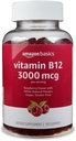 Basics Vitamin B12 3000 mcg Gummies, Normal Energy Production and Metabolisme, Immune System Support, Raspberry, 100 Count (2 per melayani) (Sebelumnya Solimo)