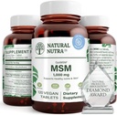 Natural Nutra OptiMM, Suplemen MSM dengan Sulfur, Mencegah Peninjauan Rambut, Meningkatkan Fleksibilitas Gabungan dan Kesehatan Tulang, Kesehatan Tulang, Membantu Mendukung Keseimbangan Fluid, 1000 mg, (120) Bible Vegan