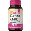 Sundance Hair, Skin & Nails Vitamin 124; 5000mcg 124; 60 Caplets berlapis 124; dengan Biotin dan Collagen 124; Non-GMO & Gluten Free Supplemen