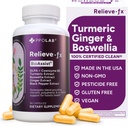 Relie- fx ™ DLPA Boswellia Turmeric dan Ginger Suplemen, Stress Relief, Heart, Ditraffic, Muscle Cramp, Gabungan, Inflammation Health, Vitamin B6 P5P, Boswellic Acid, Curcumin dengan Black Pepper - 90ct
