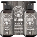 Viking Revolution Beard & Conditioner Set w / Argan & Jojoba Oils - Softens, Smoothes & Strengthens Beard Growth - Natural Peppermint and Eucalyptus Scent - Shamper (17 oz)