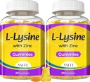 L Lysine Gummies 1000mg dengan Zinc - Mendukung Skin, Lip, Vegan, Gluten Free, 60 Chewable L- Lysine untuk Dewasa, Vitamin Tissuls Health & Imune System, Amino Acid & Complex Suplemen, Non-GMO (2Pack)
