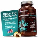 OmniBiotics Vegan Omega 3 DHA EPA Suplement - MD-Plated Prenatal Bersertifikat dengan 8X More DHA Daripada Krill Oil, Fish- Free, Non-GMO - 60 Vegan Capsules