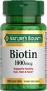 Nature 's Bounty Biotin, Support Metabolisme for Energy and Healthy Hair, Skin, and Nails, 1000 mcg, 100 tablet